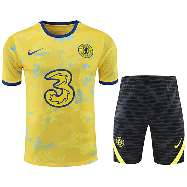 Chelsea maglia da calcio da uomo uniforme da allenamento maglia da calcio da calcio manica corta sportiva gialla t-shirt 2022-2023